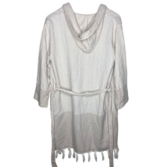 Let’s Talk Towels Robe Size M Turkish Bathrobe 100% Cotton Ivory Beach Cream - Picture 2 of 8
